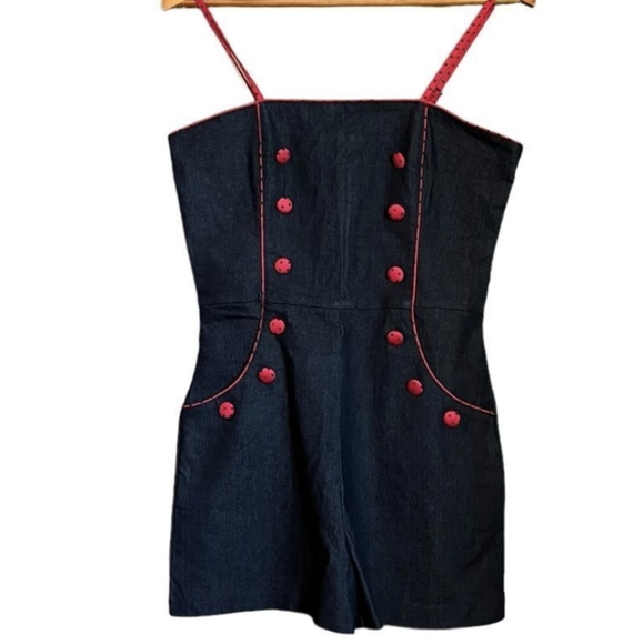 Voodoo Vixen Dark Denim Romper - Picture 1 of 9